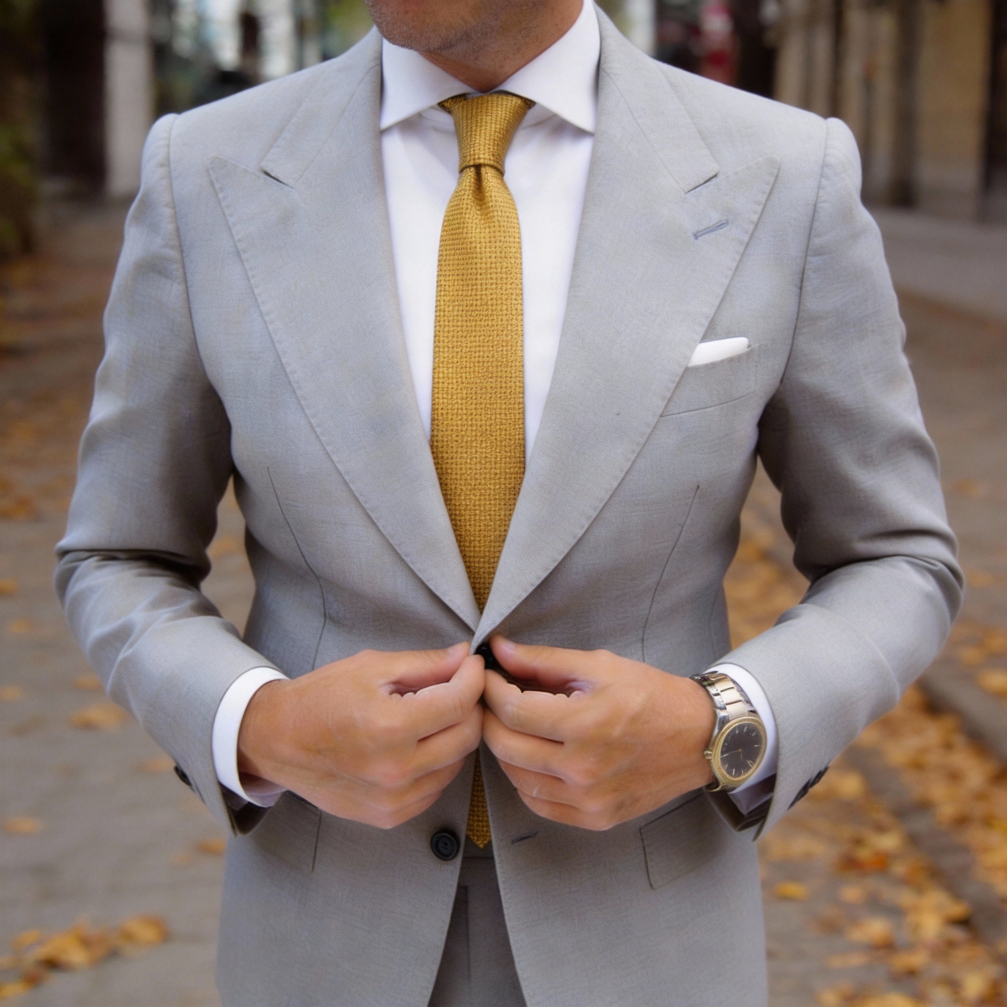 Gold Black Textured Necktie