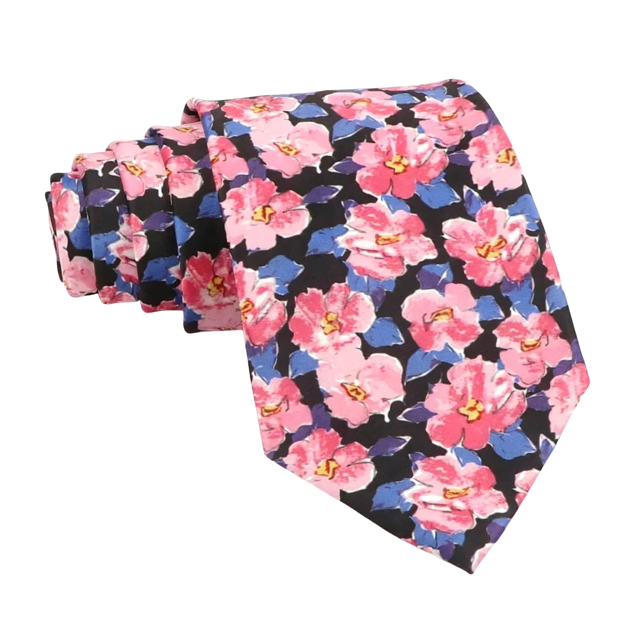 Black Pink Floral Necktie