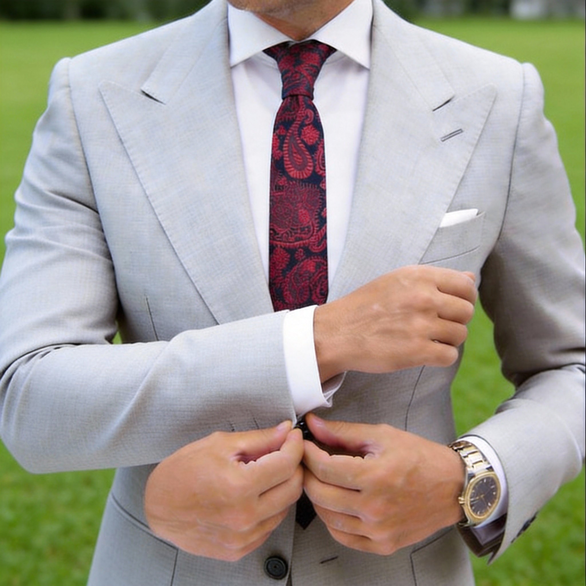 Dark Blue With Red Paisley Necktie