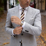 Cream With Brown Diagonal Stripes Necktie