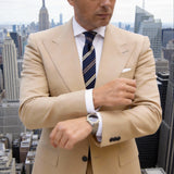 Navy Blue with Brown & Beige Stripes Necktie