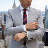 Burgundy With Navy Blue Diagonal Stripes Necktie