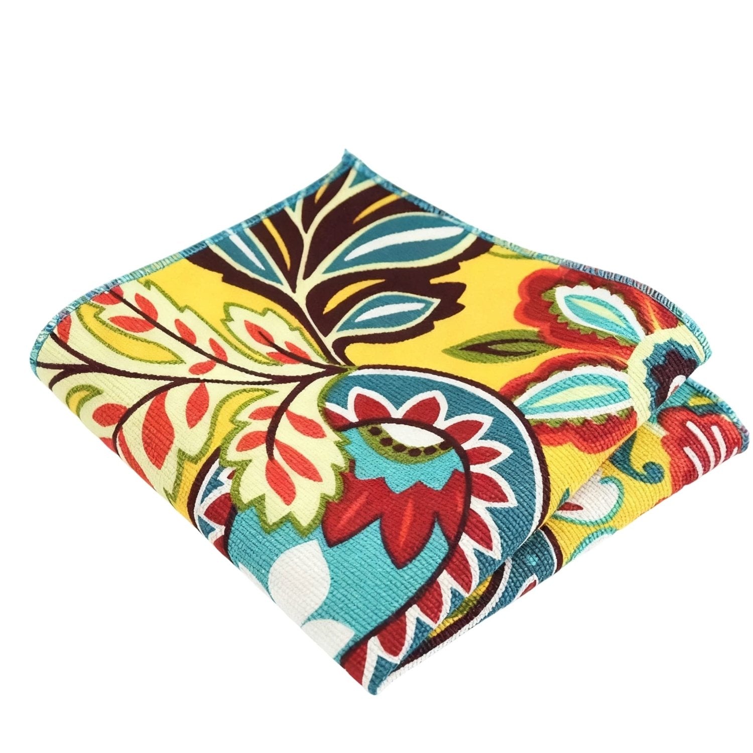 Yellow With Multicolor Floral Pocket Square