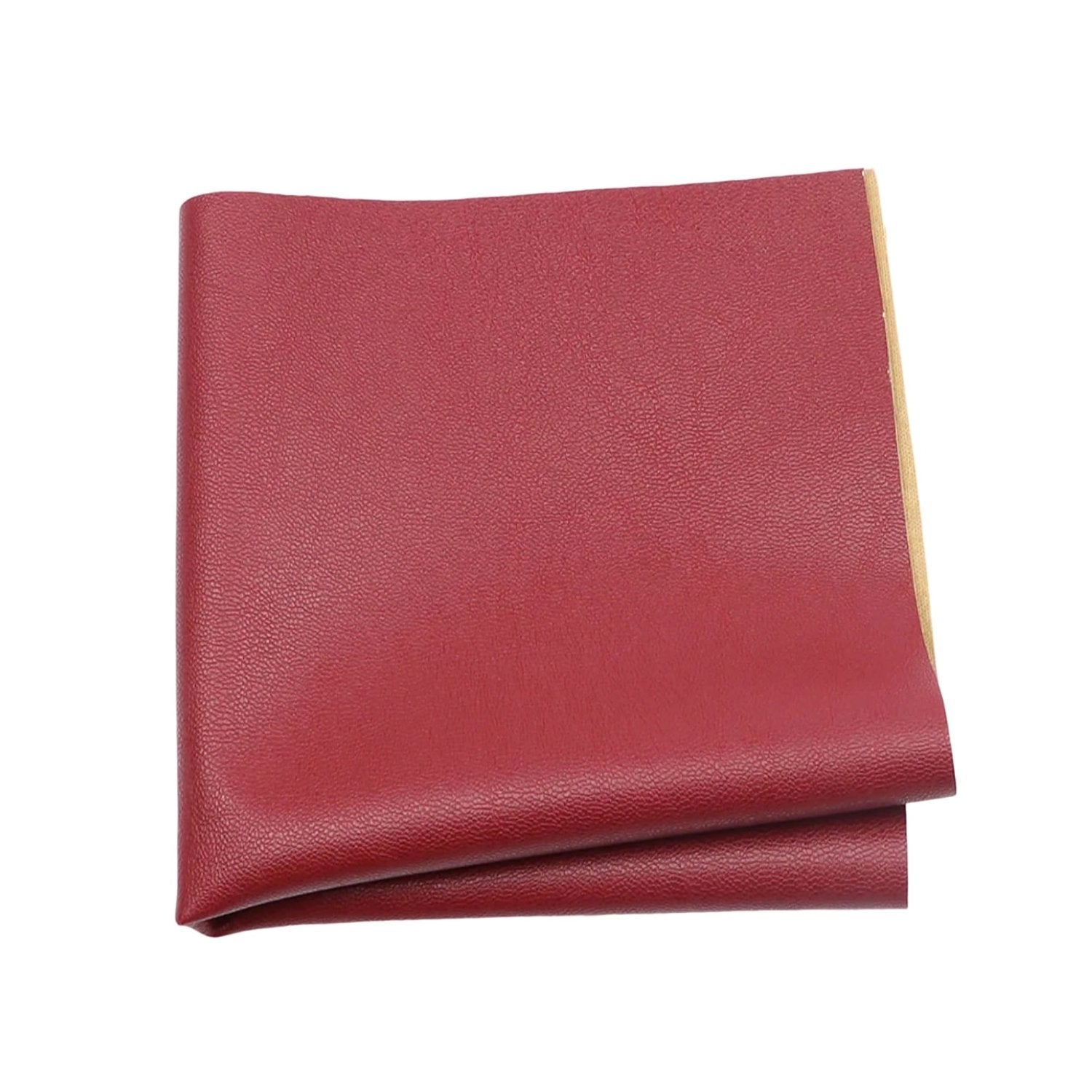 Red With Beige Edge Leather Pocket Square
