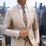 Dark Brown Necktie with Light Brown Stripes