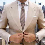 Dark Brown Necktie with Light Brown Stripes