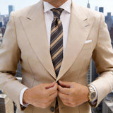 Black With Beige Striped Necktie