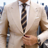 Black With Beige Striped Necktie