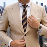 Black With Beige Striped Necktie