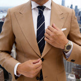 Navy Blue With White Light Gray Stripes Necktie