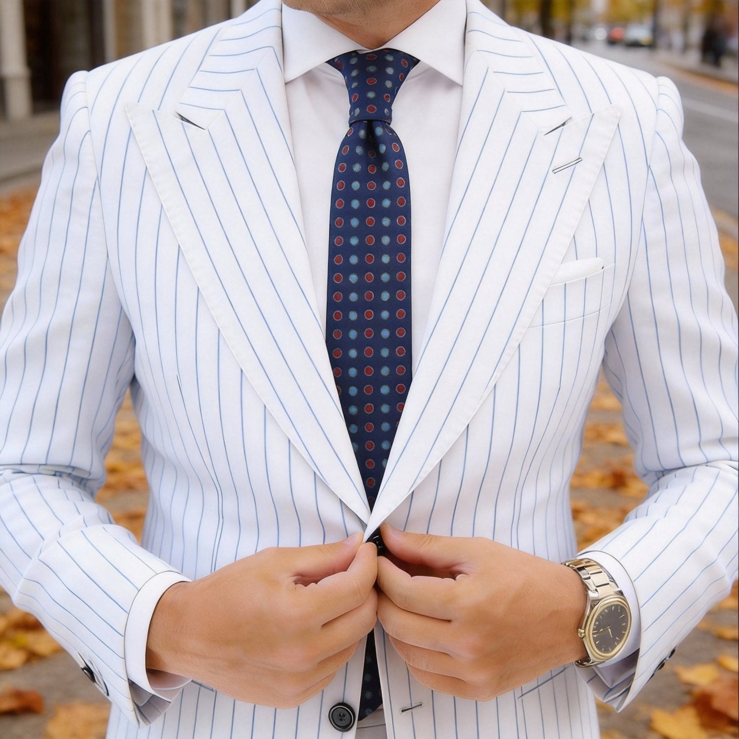 Navy Blue With Red-Blue Polka Dots Necktie