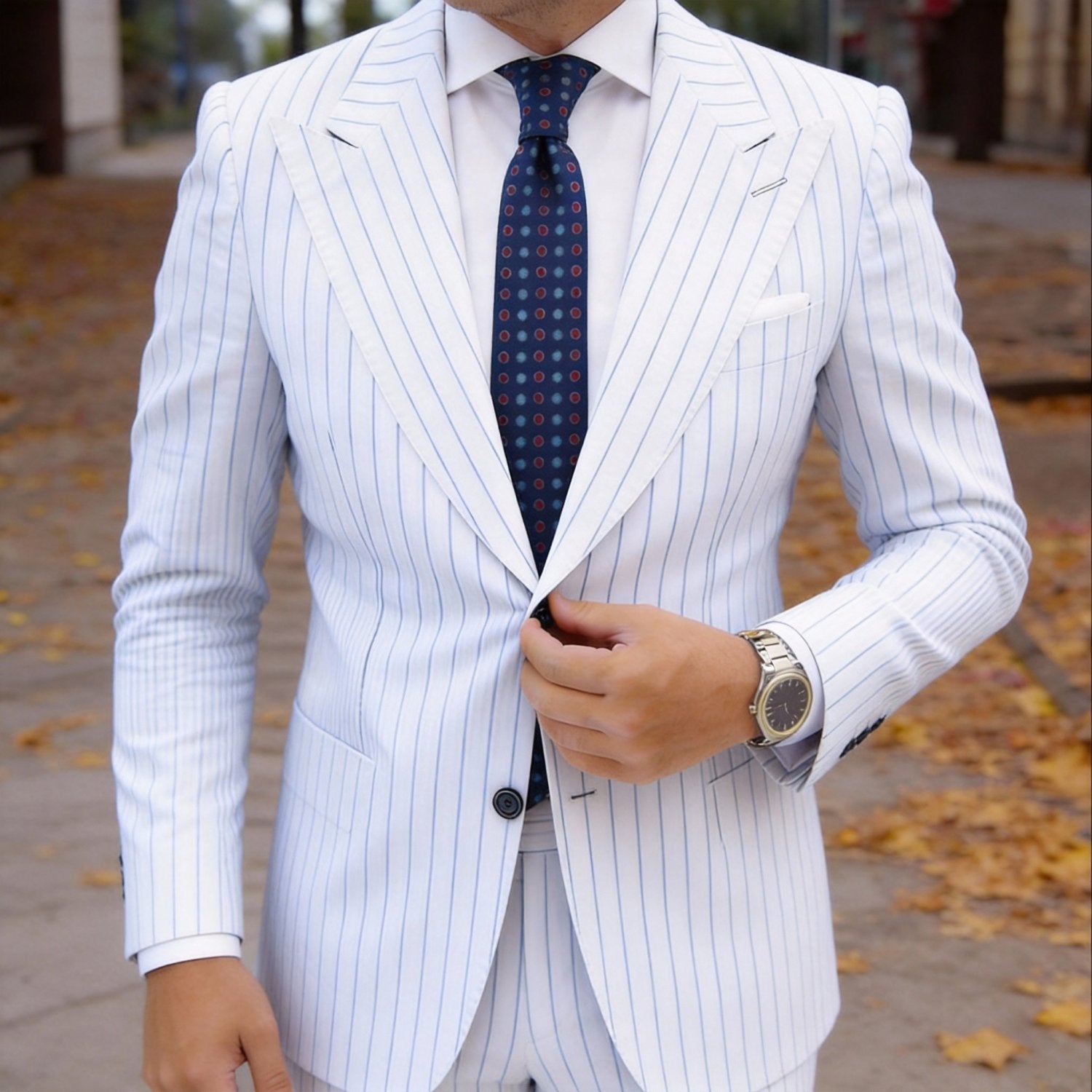 Navy Blue With Red-Blue Polka Dots Necktie