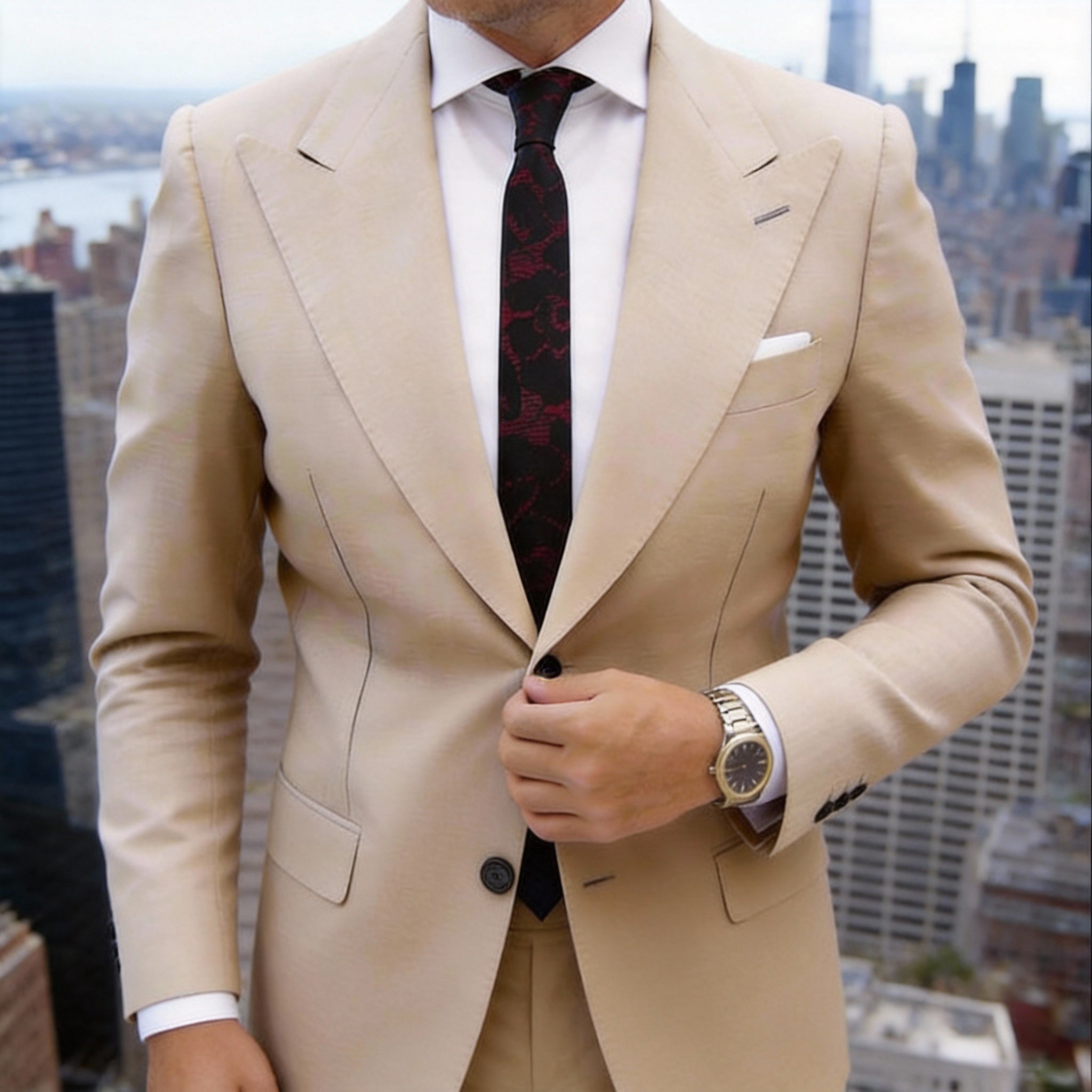 Black with Red Abstract Necktie