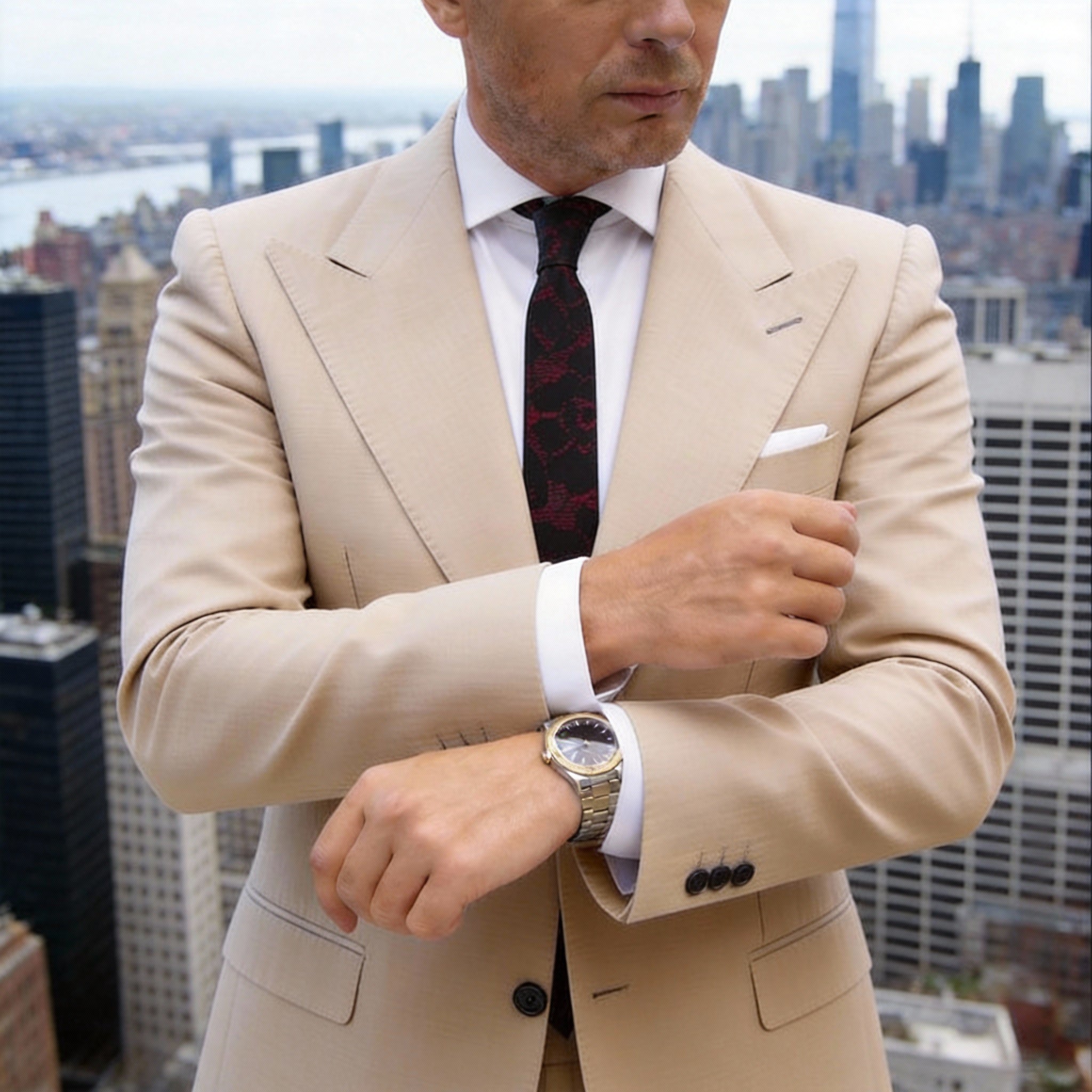 Black with Red Abstract Necktie