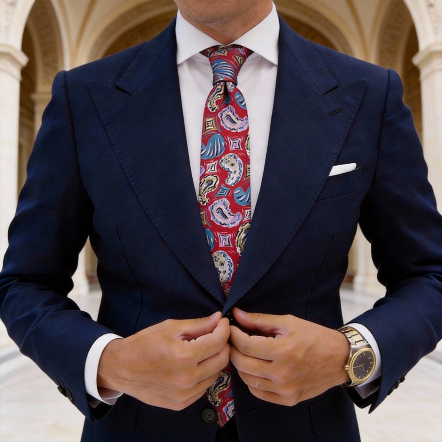 Red with Blue Paisley Necktie