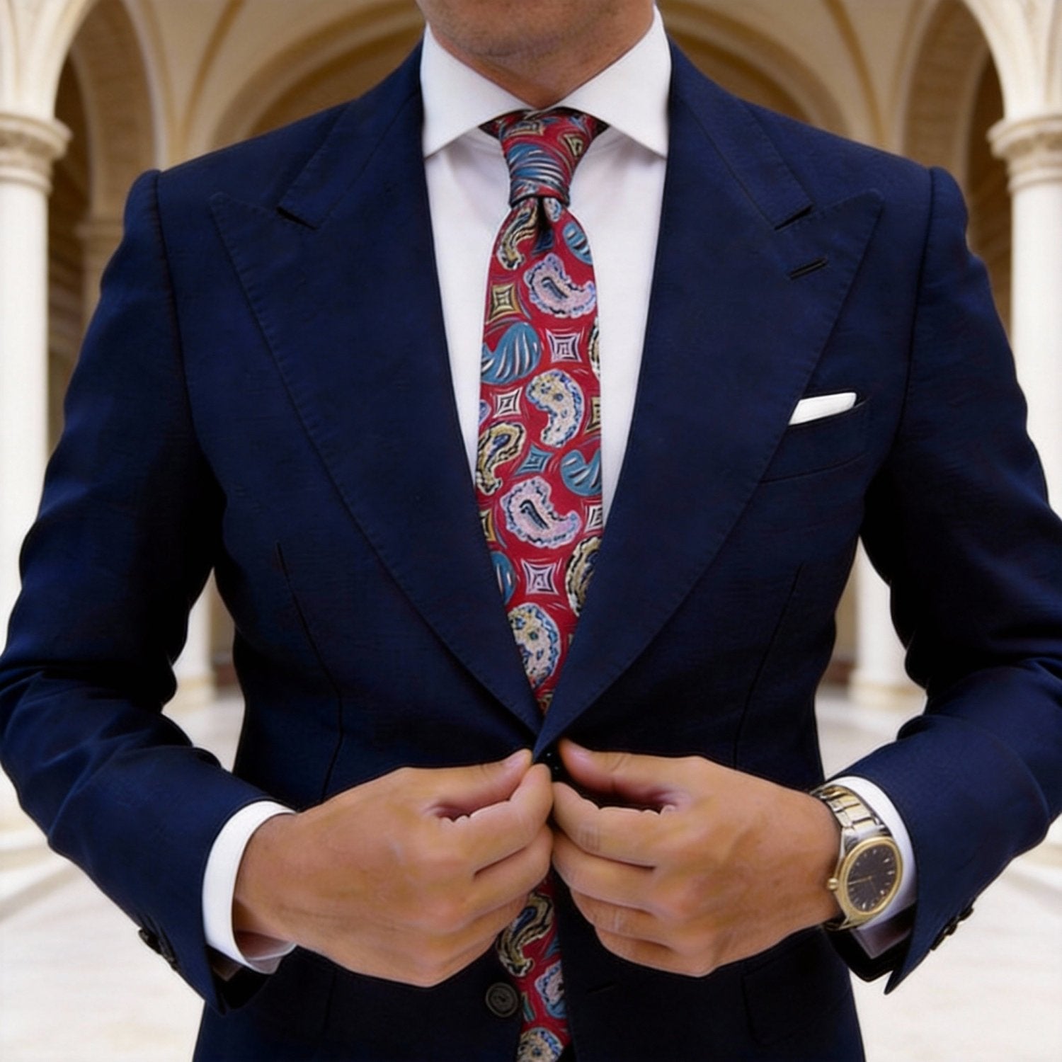 Red with Blue Paisley Necktie