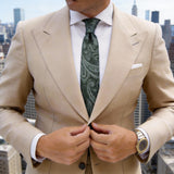 Green With White Paisley Necktie