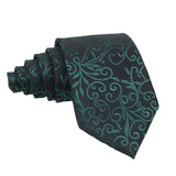 Black Green Floral Necktie