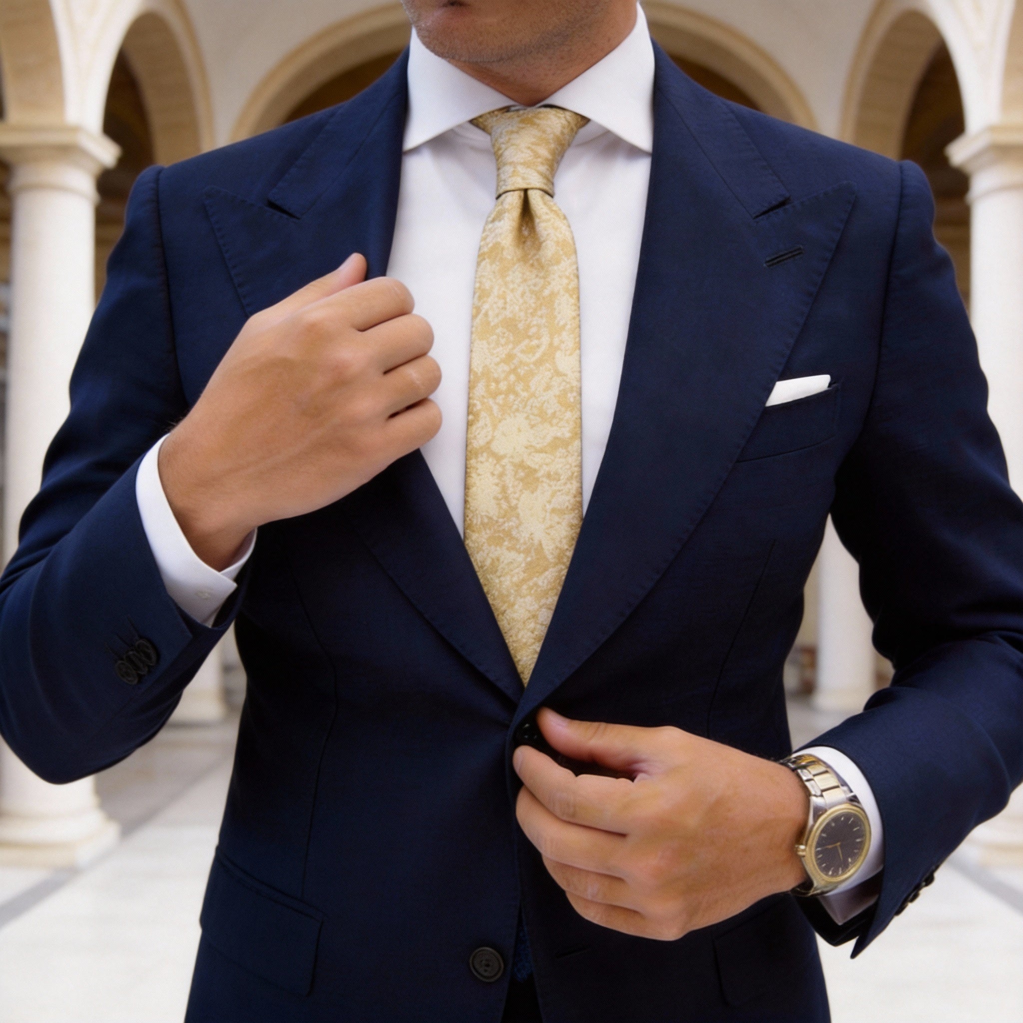 Gold With Yellow Floral Necktie