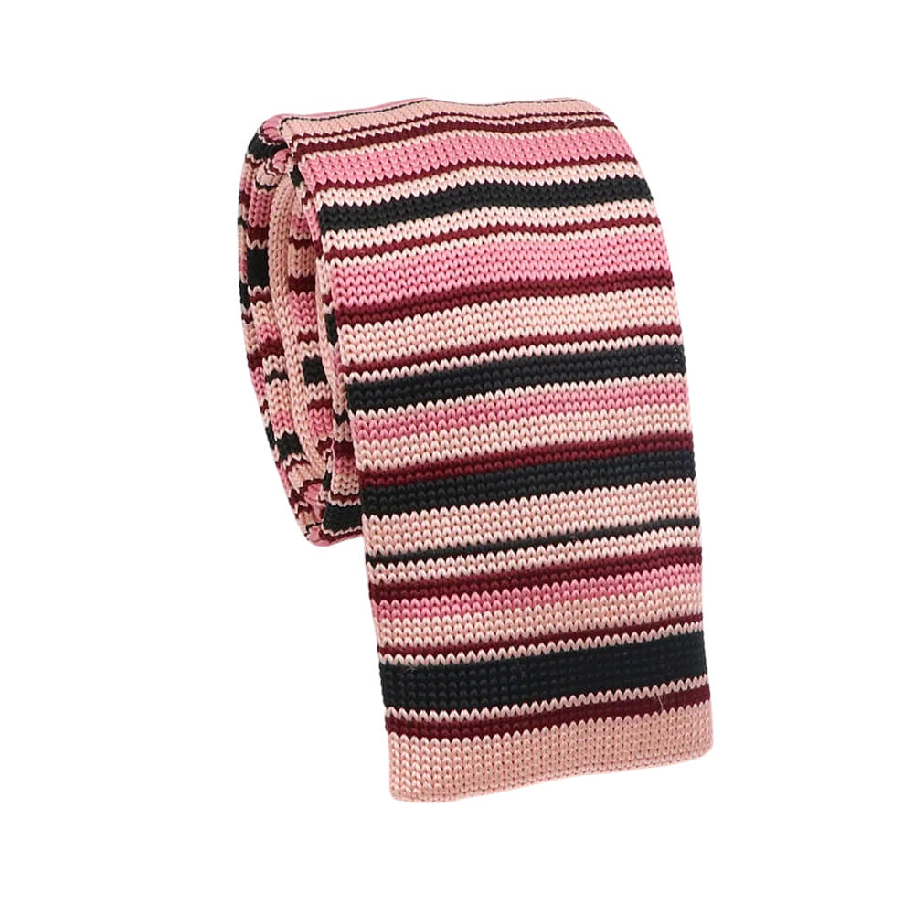 Pink Black Striped Necktie
