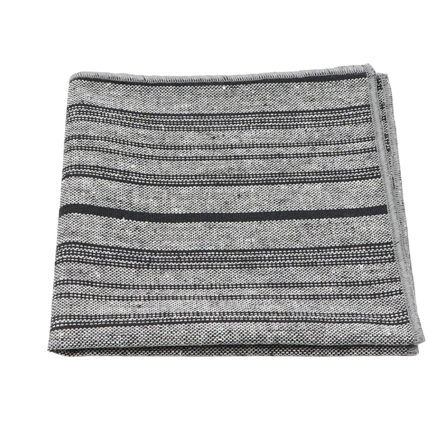 Gray With Black Stripe Pocket Square