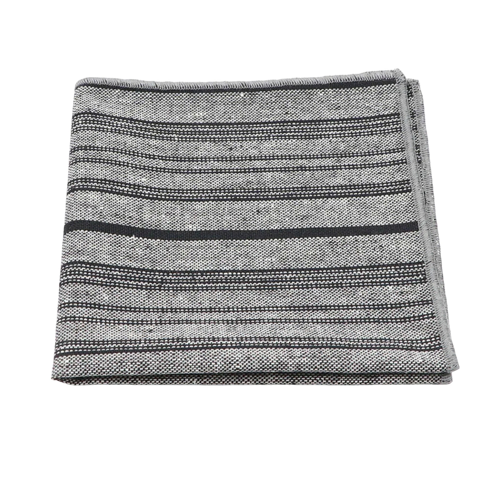 Gray Black Striped Pocket Square