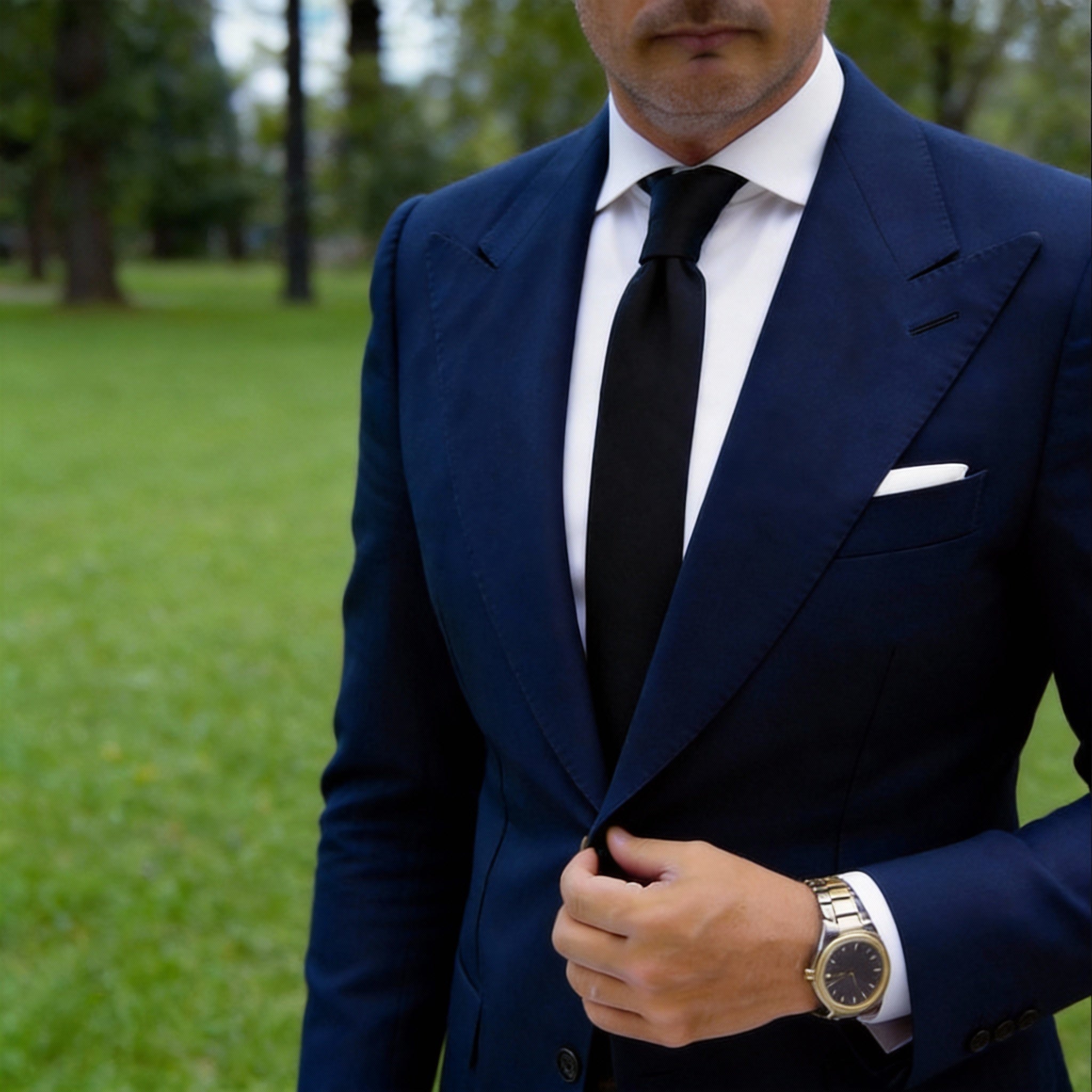 Black With Solid Necktie