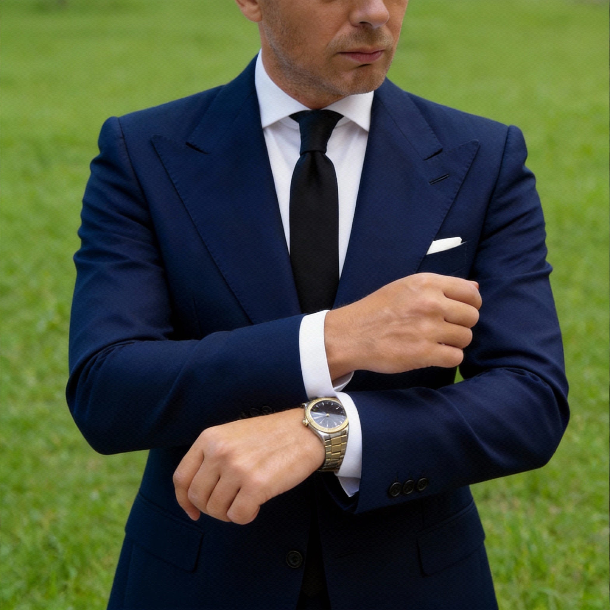 Black With Solid Necktie