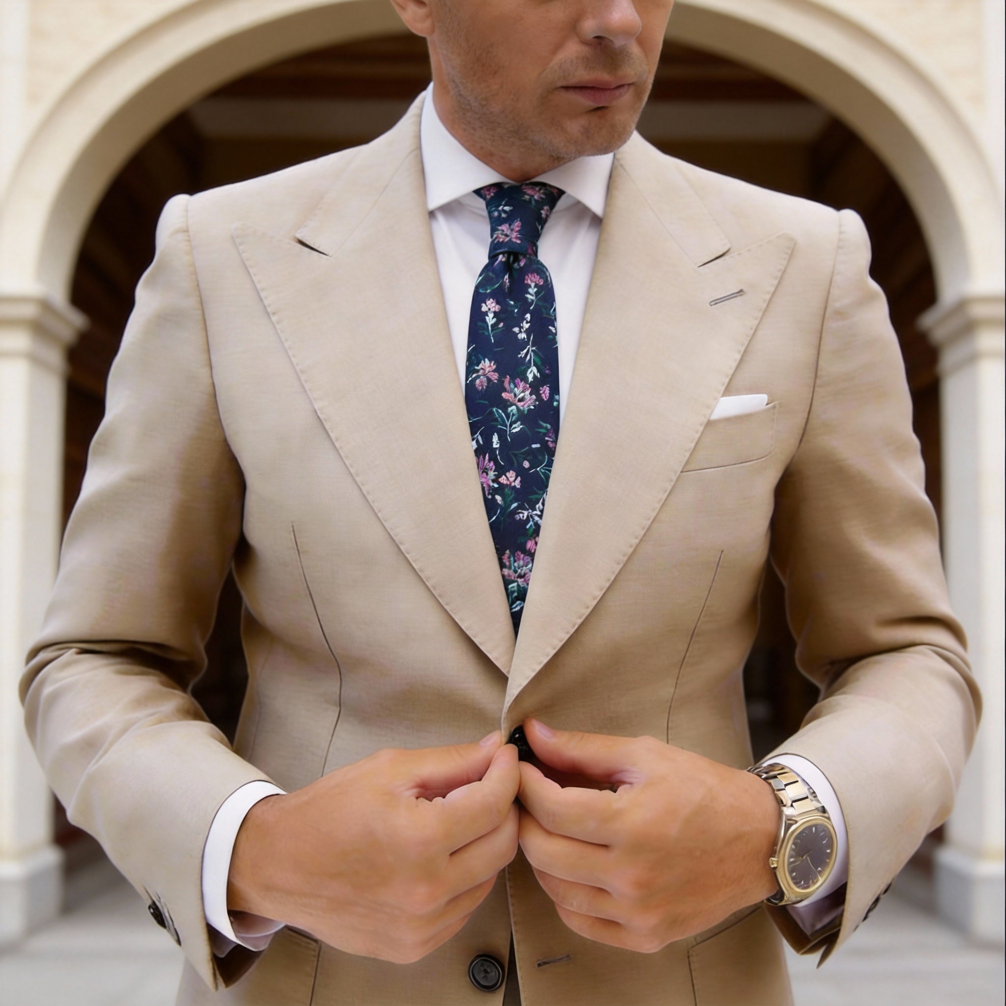 Navy With White Polka Dots Necktie