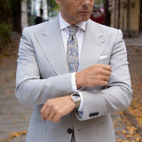 Light Gray with Blue Small Motifs Necktie