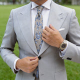 Light Gray with Blue Small Motifs Necktie