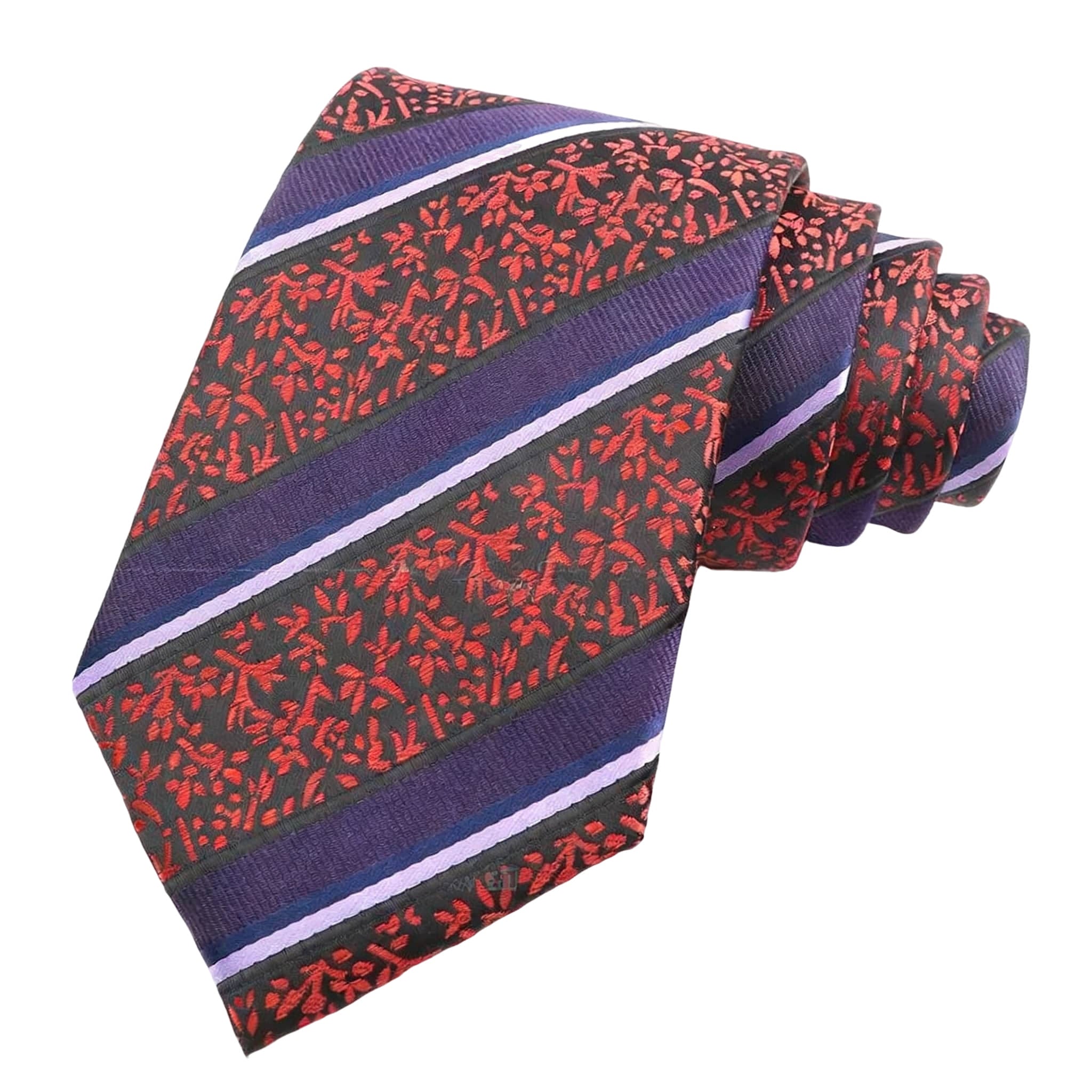 Purple Red Floral Necktie