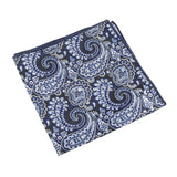 Navy Blue White Paisley Pocket Square