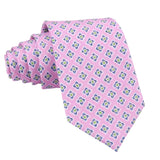 Pink Blue Floral Necktie