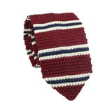 Burgundy White Striped Necktie
