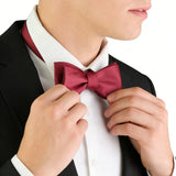 Burgundy Satin Hand‑Tied Men's Bow Tie