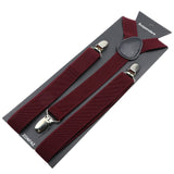 Men's Burgundy Solid Y‑Back Clip‑On Suspenders