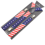 USA Star & Stripe Pattern Adjustable Clip‑On Suspenders