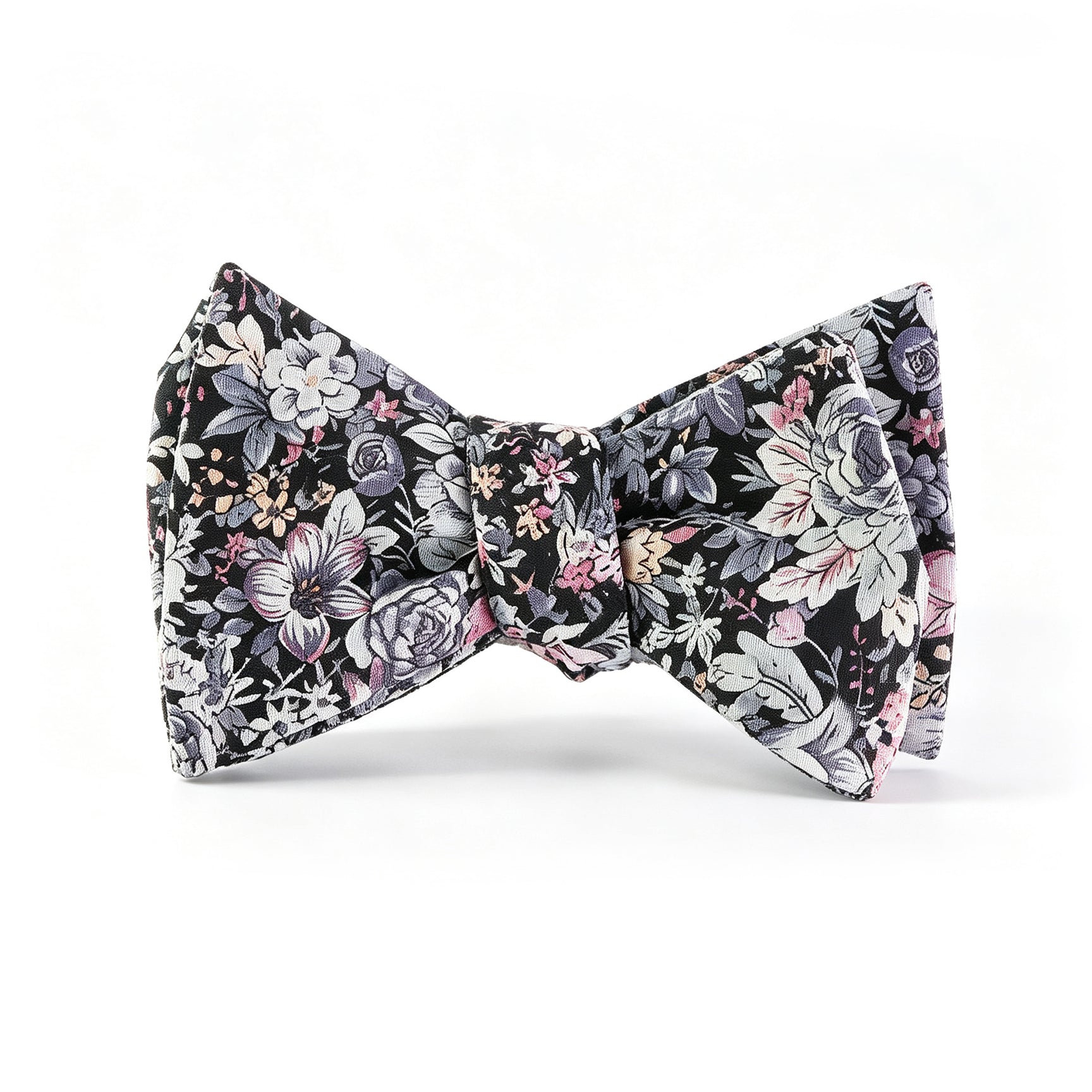 Black Base Floral Cotton Hand‑Tied Men's Bow Tie