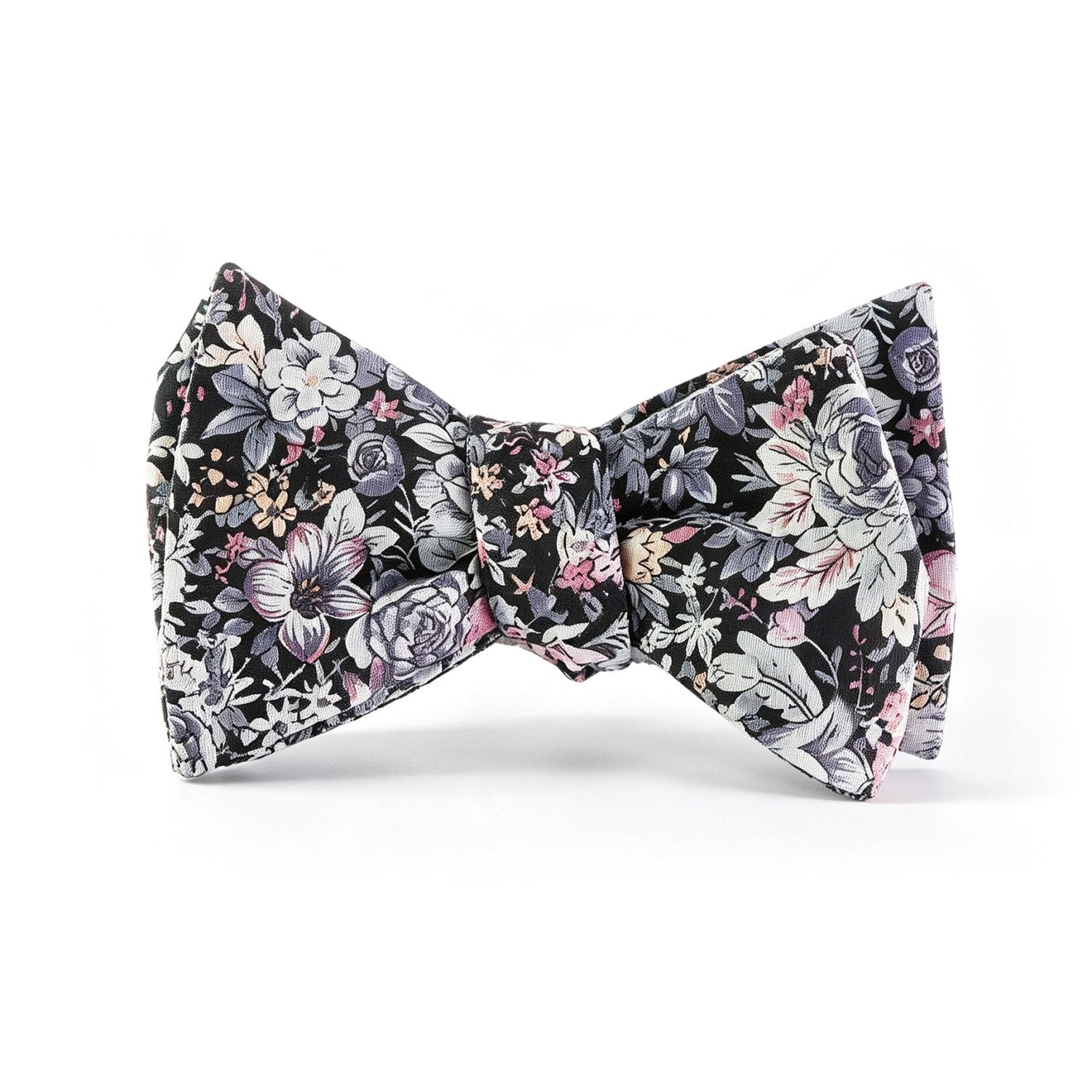 Black Base Floral Cotton Hand‑Tied Men's Bow Tie