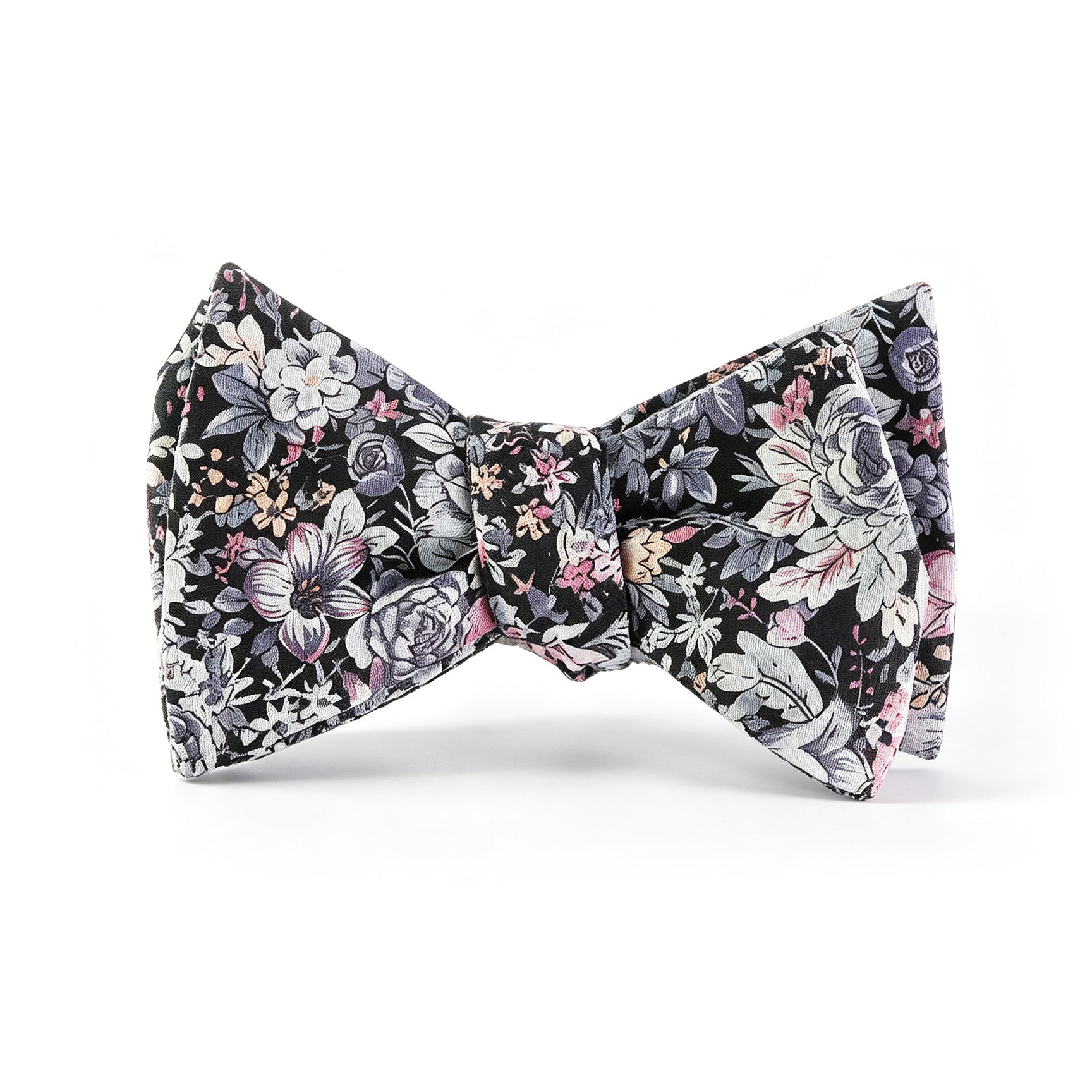 Black Base Floral Cotton Hand‑Tied Men's Bow Tie