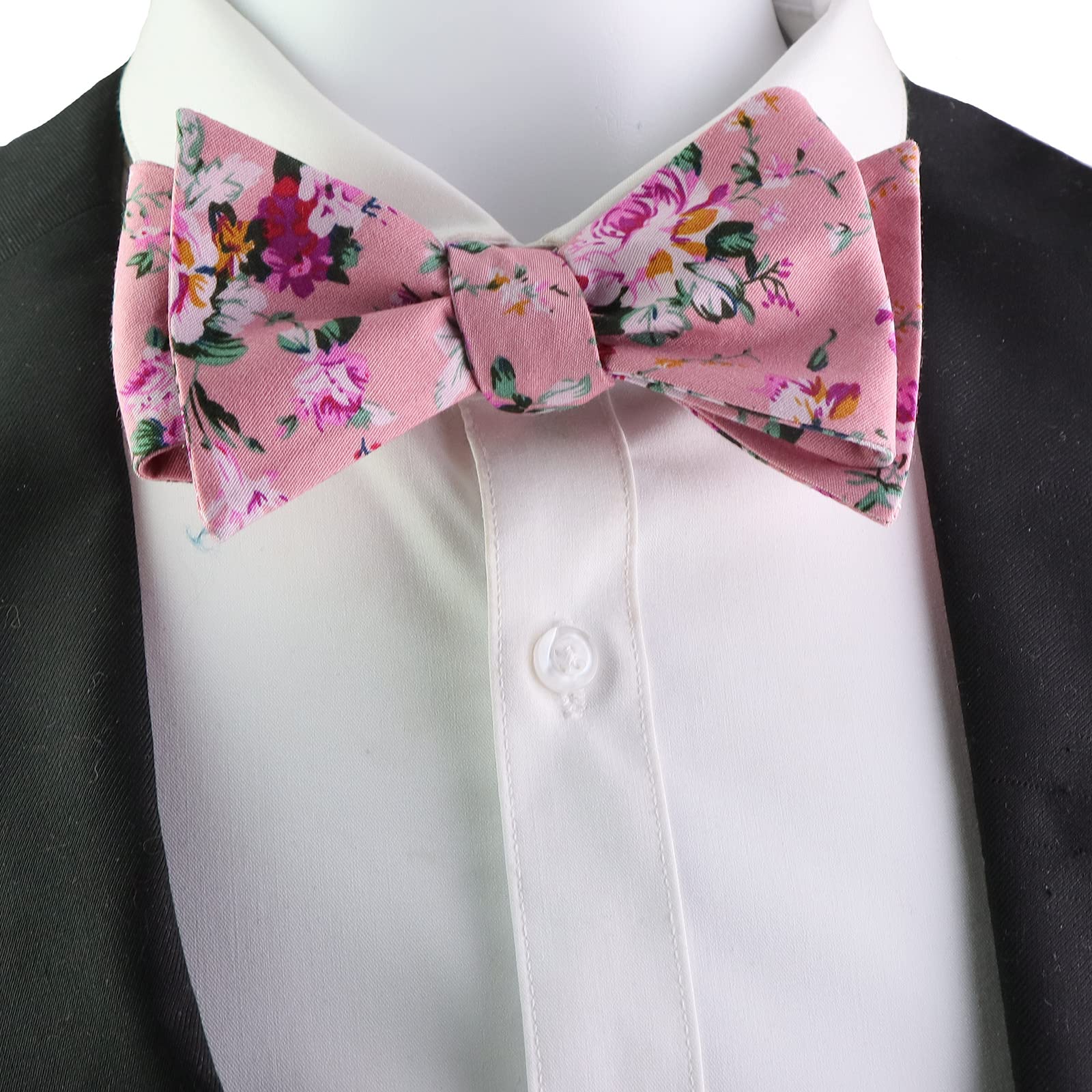 Pink Floral Cotton Hand‑Tied Men's Bow Tie