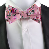 Pink Floral Cotton Hand‑Tied Men's Bow Tie