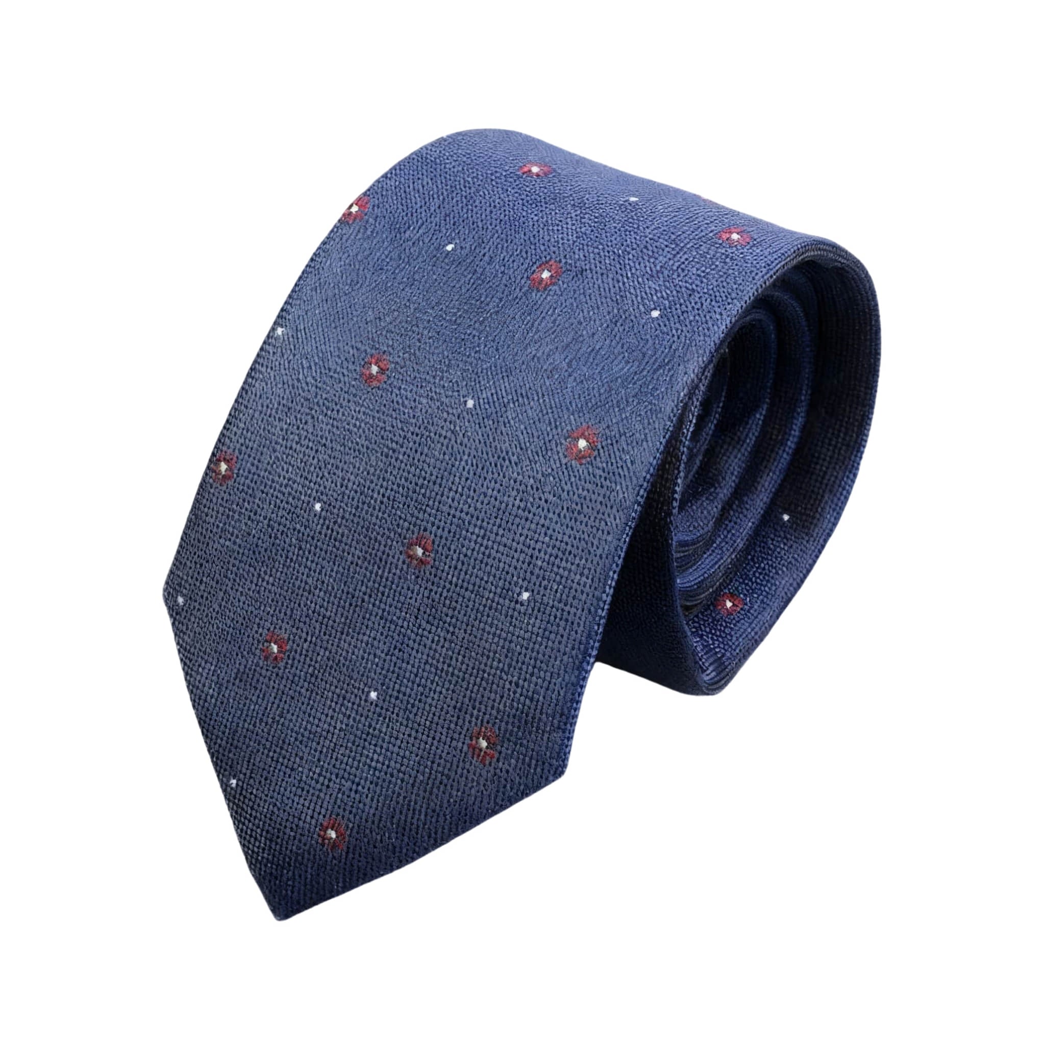 Navy Blue Red Floral Necktie