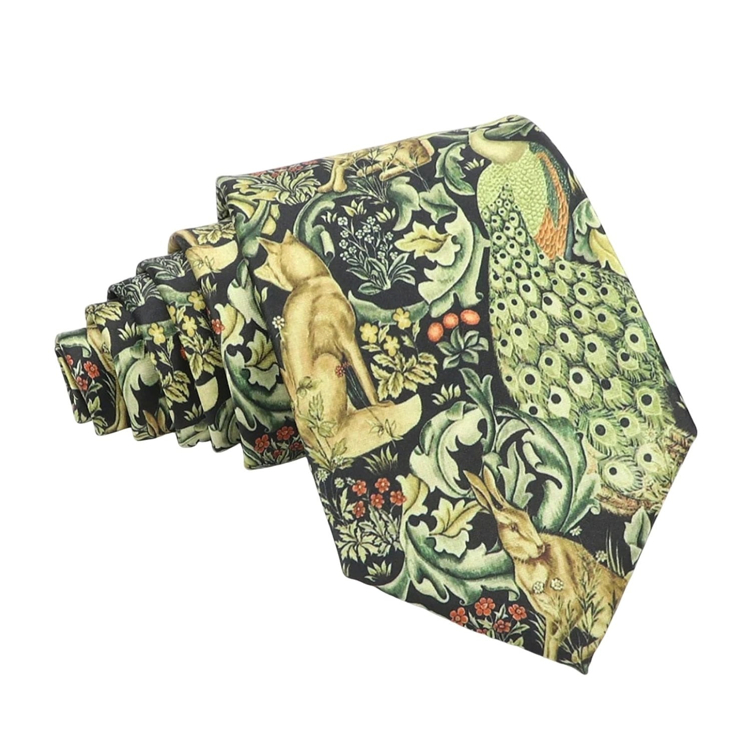 Black With Gold Animal Floral Necktie