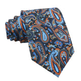 Navy Blue Orange Paisley Necktie