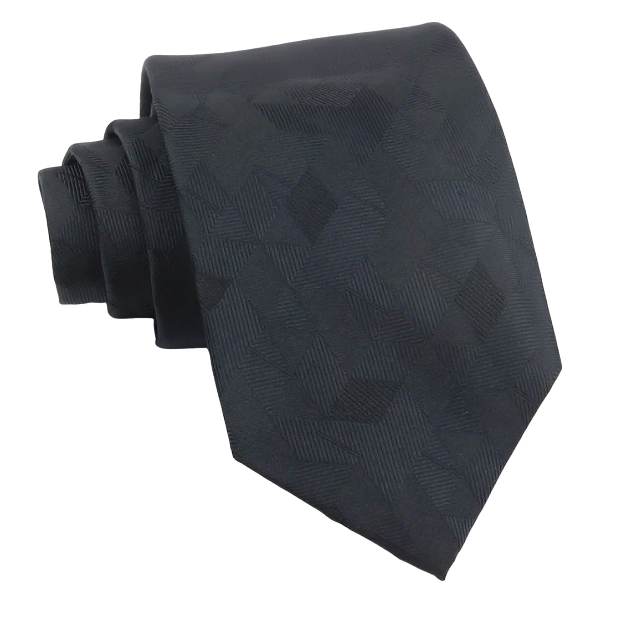Black Black Geometric Necktie