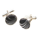 Black Silver Striped Cufflink