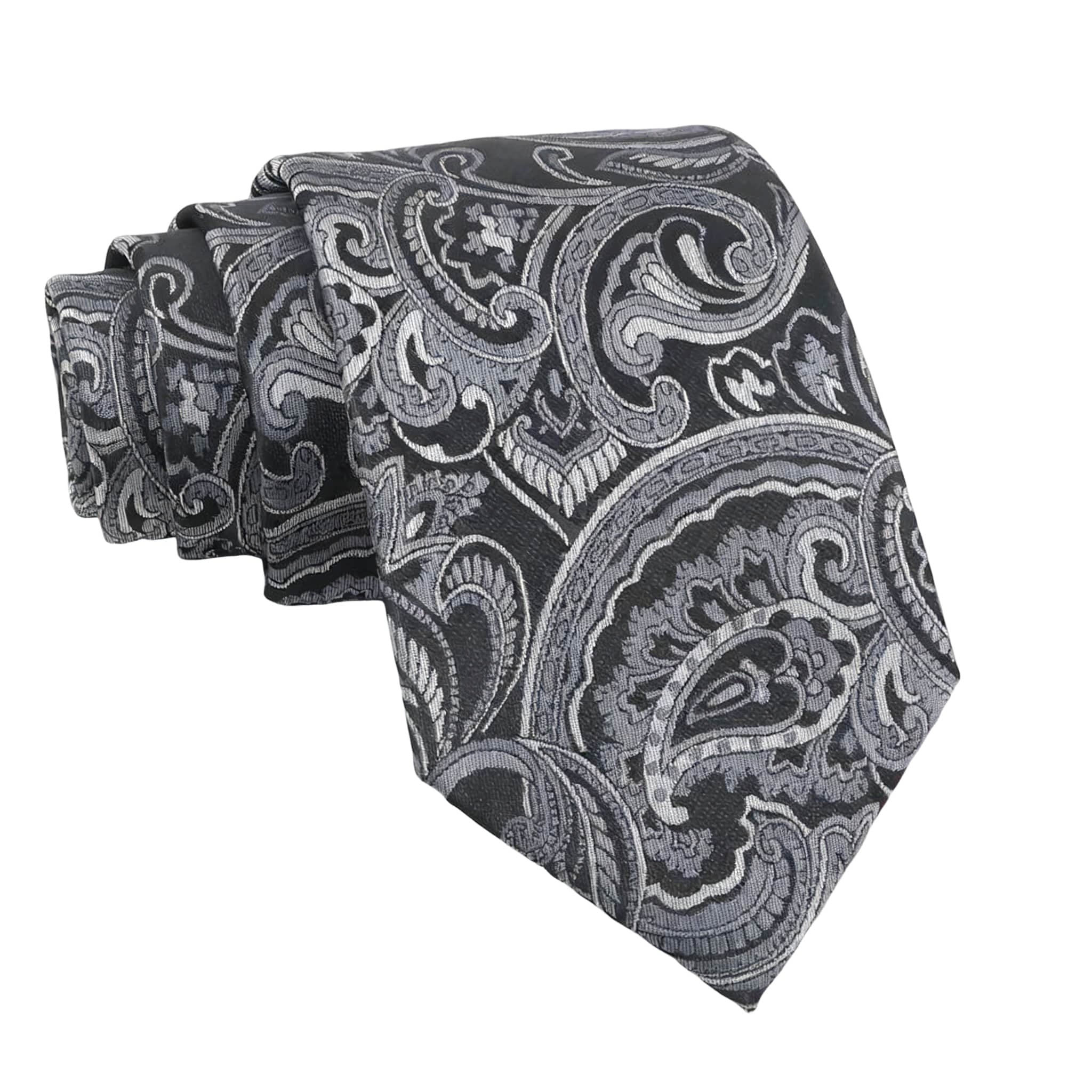 Black Gray Paisley Necktie