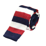 Navy White Red Stripe Knitted Necktie